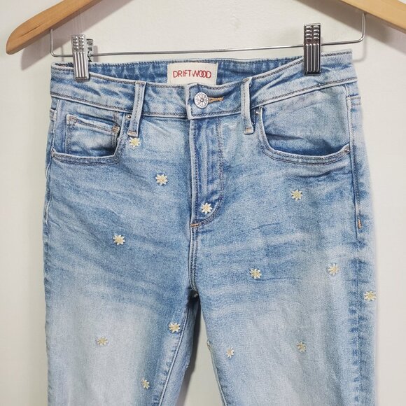 DRIFTWOOD Gizelle Dizzy Daisy Embroidered Jeans 26" Ankle Mid-Rise Women's 24 - Picture 5 of 13
